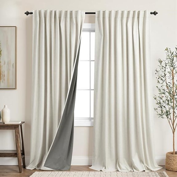 KOUFALL 70 Linen Soundproof Blackout Curtains (2 Panels)