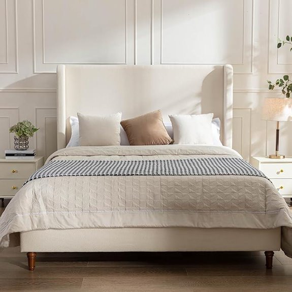 California King Upholstered Bed Frame with Headboard