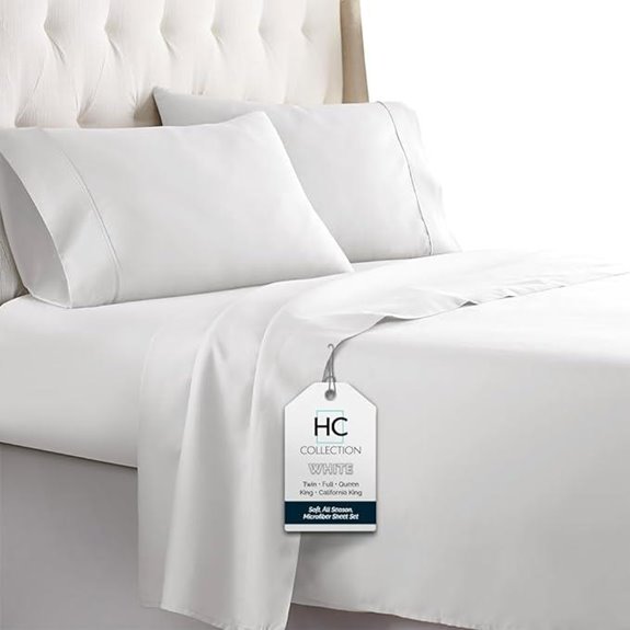 HC Collection Luxury Bed Sheet Set Queen White