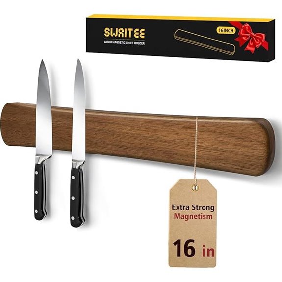 Magnetic Wall Knife Strip 16-Inch Wood Organizer