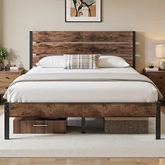 Lifezone Metal Queen Bed Frame with Storage