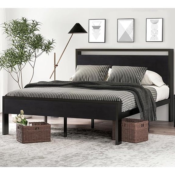 SHA CERLIN 14-Inch Queen Metal Bed Frame with Storage