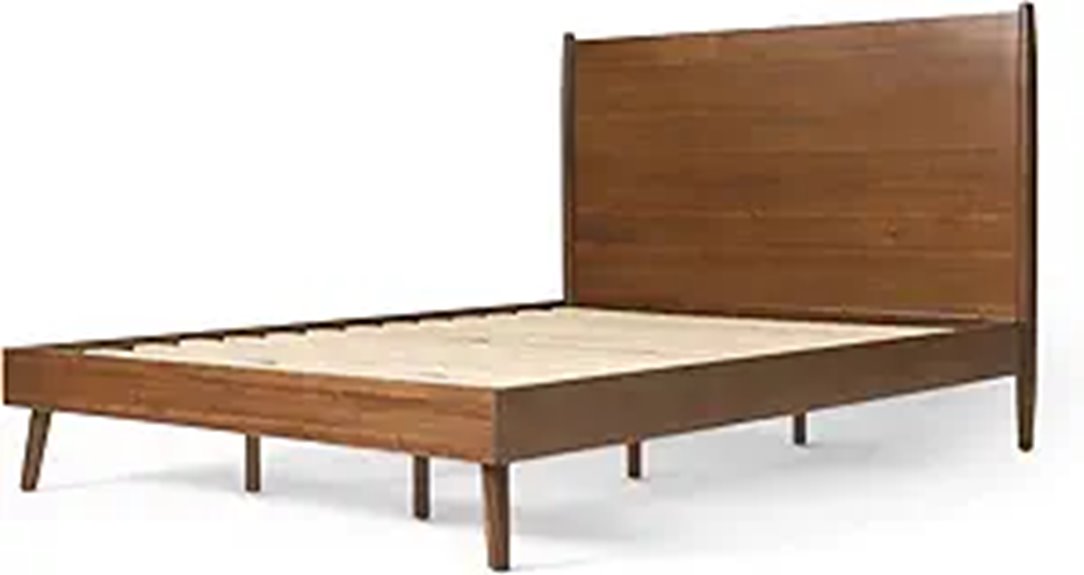 GDFStudio Mid Century Natural Acacia Wood Bed,Medium Brown,Cal King