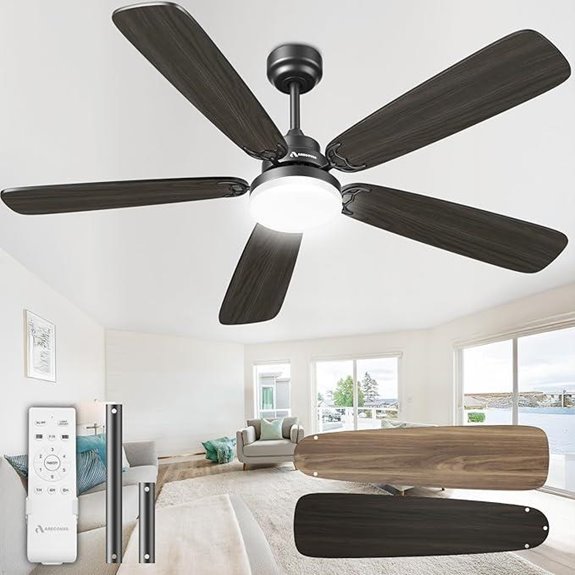 Modern 52-Inch Ceiling Fan with Lights & Remote