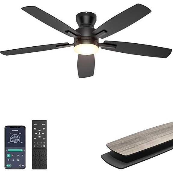 Ohniyou 52 Modern Ceiling Fan with Light and Remote