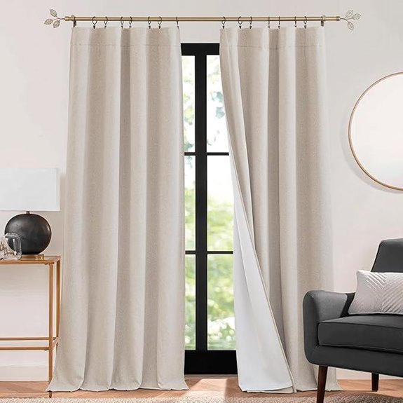 RYB HOME 3-in-1 Soundproof Linen Curtains (Taupe)