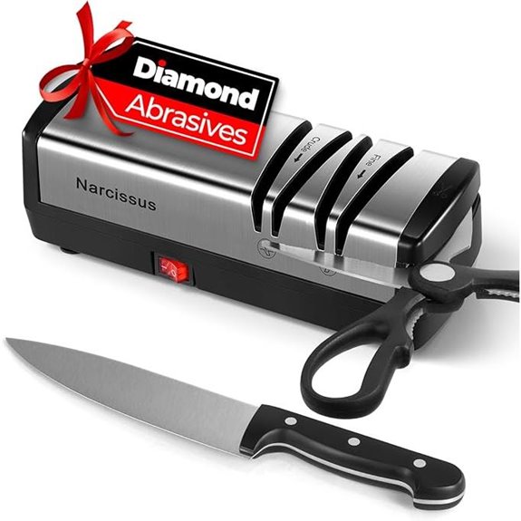 Narcissus Electric Knife Sharpener with Scissors & Dust Box