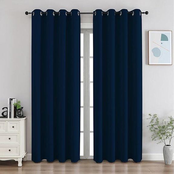 CUCRAF Navy Blue Noise-Reducing Window Curtains (52x84)
