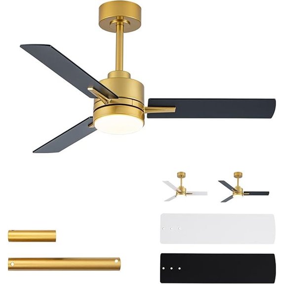 42'' Black & Gold Ceiling Fan with Lights & Remote