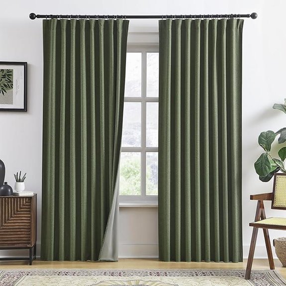 Rain City Linen Blackout Curtains 70x90 Olive Green