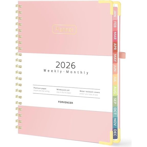 Forvencer 2026 Spiral Weekly & Monthly Planner Pink