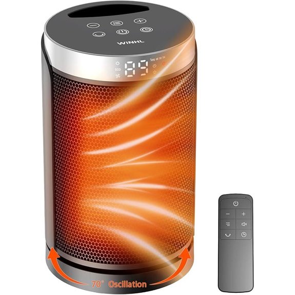 Portable Electric Space Heater with Thermostat and Remote