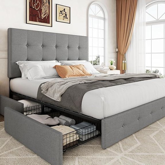 Allewie Queen Bed Frame with Storage and Headboard