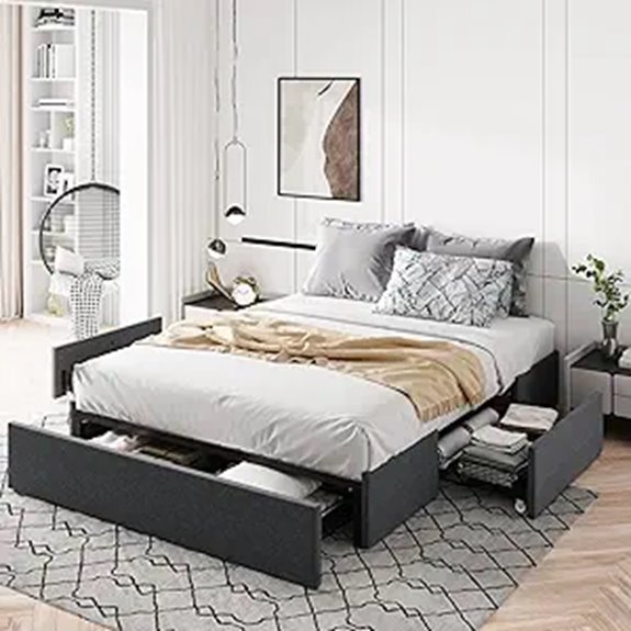 Allewie Queen Bed Frame with Storage Drawers