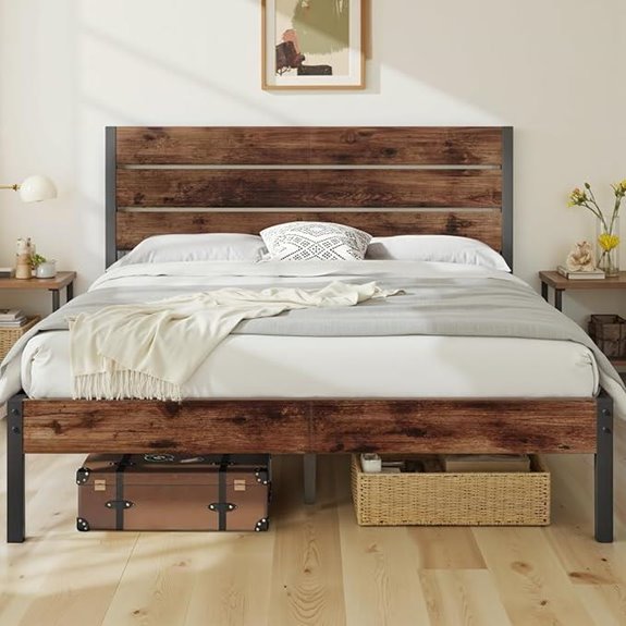 Queen Bed with Headboard & Storage Easy Assembly