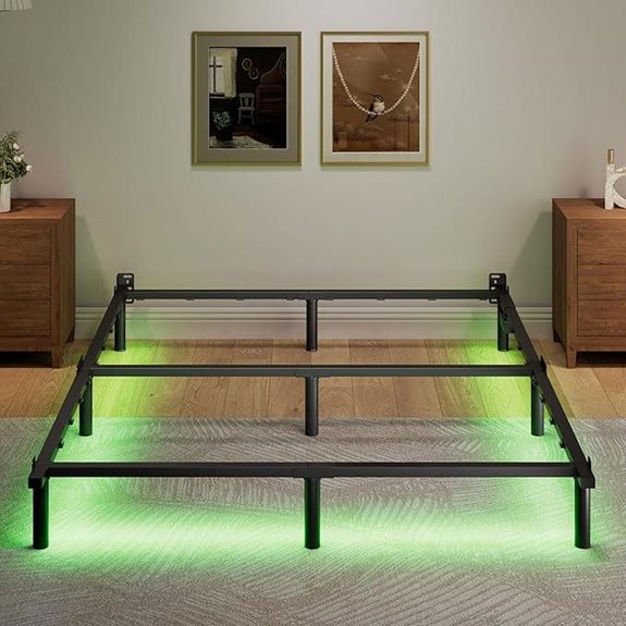 Queen Size LED Metal Bed Frame with Adjustable Base