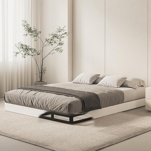 Queen Size Metal Bed Frame with Fabric Cover