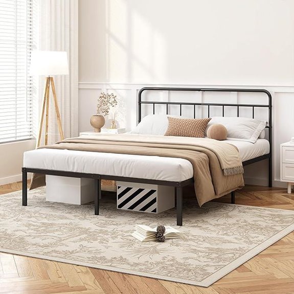 Queen Size Bed Frame with Metal Slats