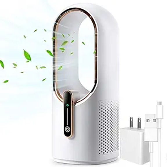 Bladeless Desk Fan 11.8 Quiet 3-Speed Touch Control