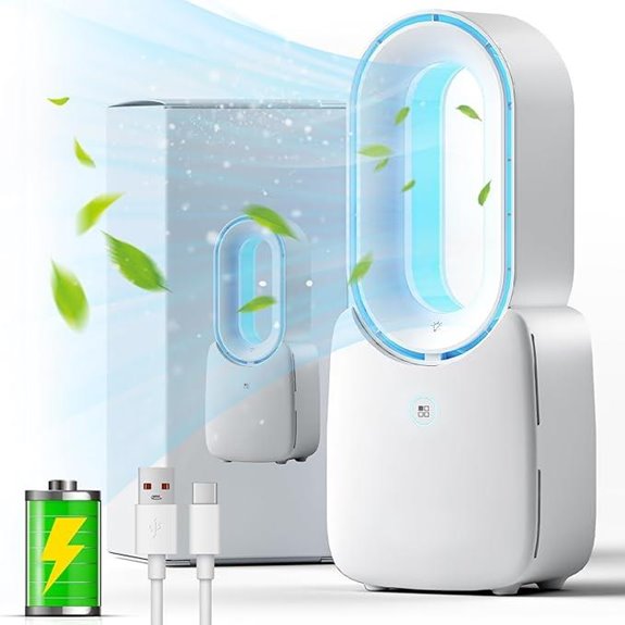 Misby Rechargeable Desk Fan with LED Light