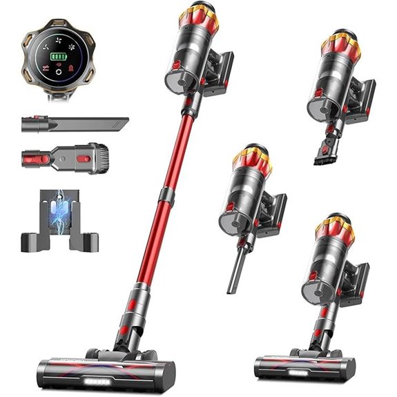 Cordless Vacuum Cleaner 650W OLED Self-Standing Red