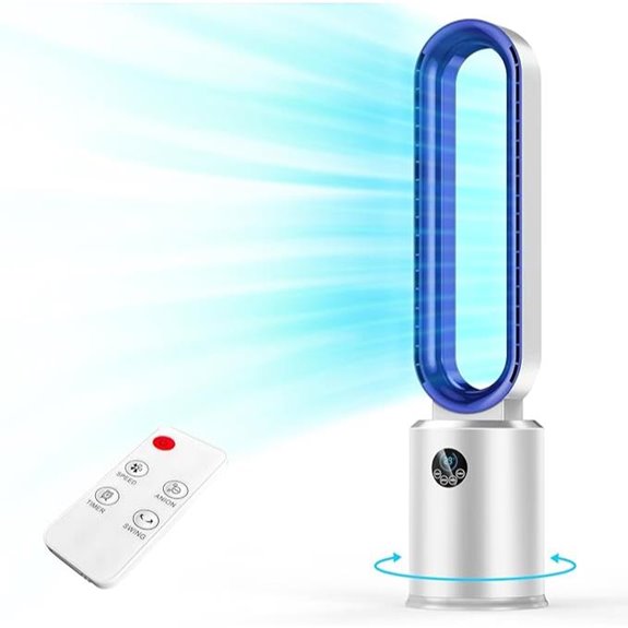 Bladeless Tower Fan with Remote 24 Speeds Timer