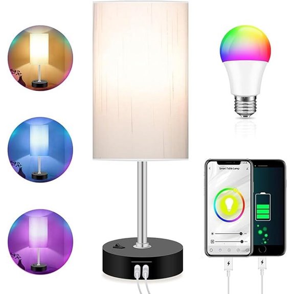 Smart RGB Bedroom Lamp with USB and Alexa Compatibility