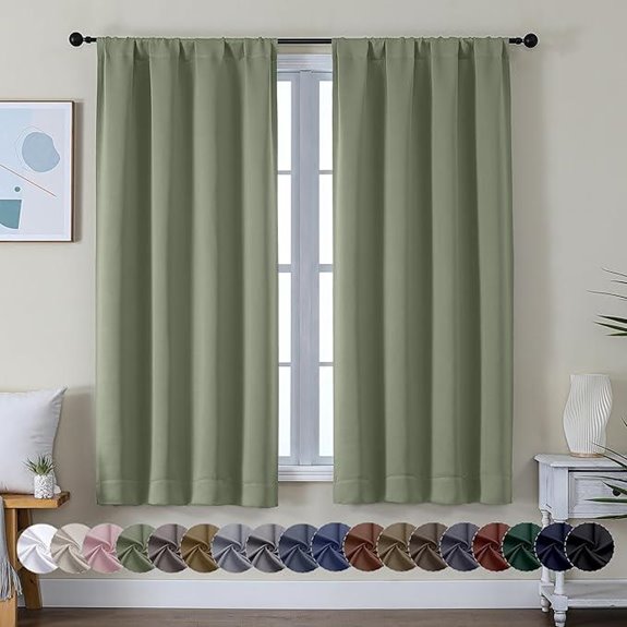 Simplebrand Sage Green Blackout Curtains 63 Inch 2 Panels