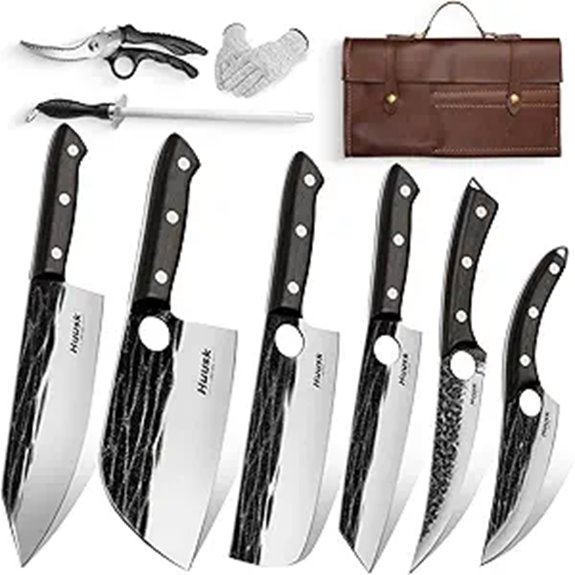 Huusk Serbian & Japanese Chef Knife Set with Bag