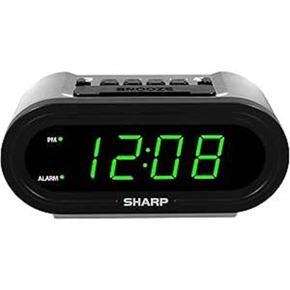 Sharp Digital Alarm Clock with AccuSet and Green LEDs