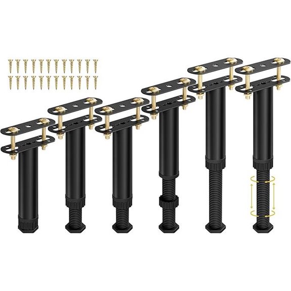 Adjustable Bed Support Legs (6 Pack 7-12.5 Inches)