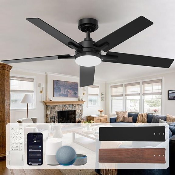 Smart 52-Inch Ceiling Fan with Lights and Remote