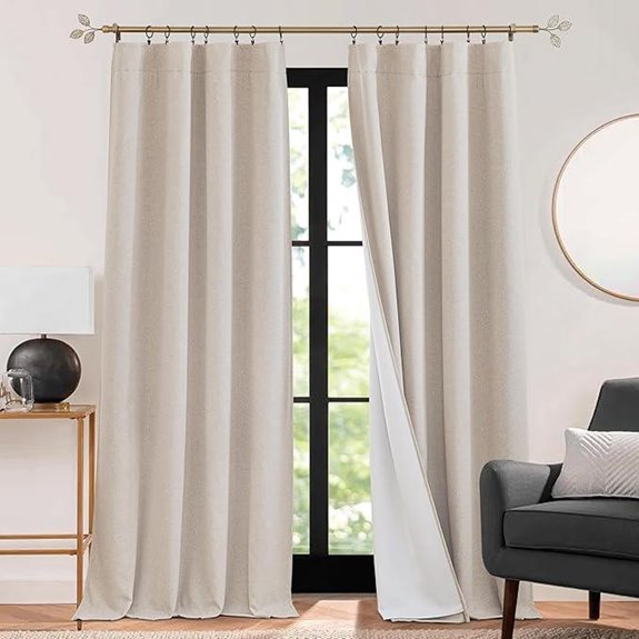 RYB HOME 3-in-1 Soundproof Linen Curtains 2 Panels