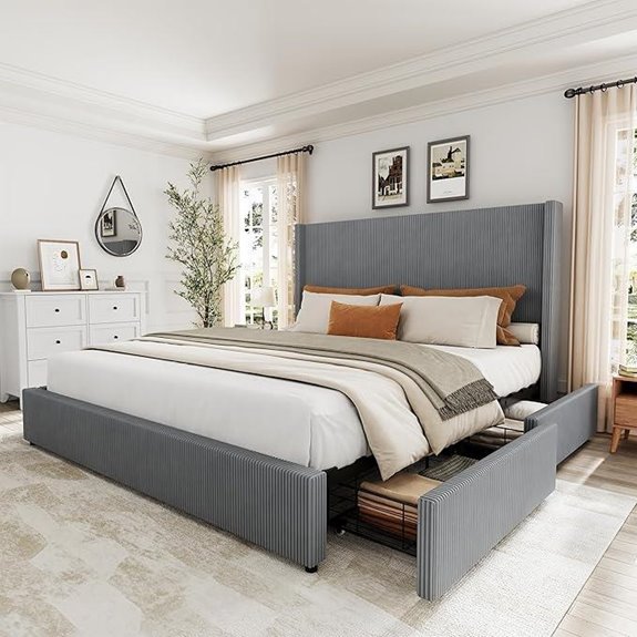 Garvee King Bed Frame with Storage Drawers