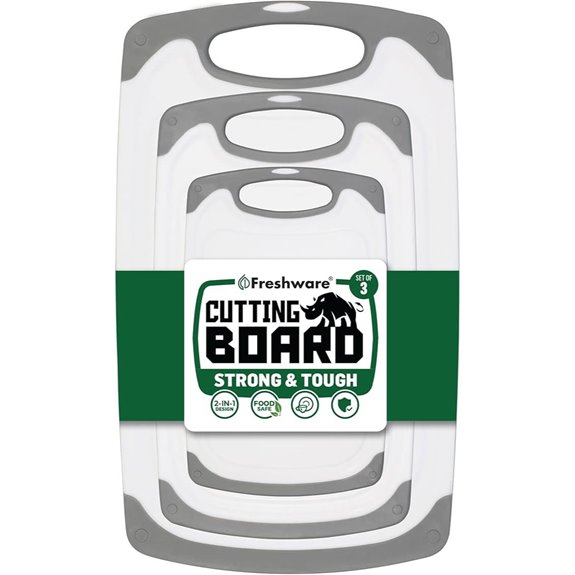 Freshware 3-Pack Reversible Cutting Boards with Handles
