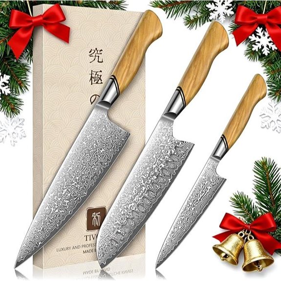 TIVOLI Damascus Kitchen Knife Set 3 pcs
