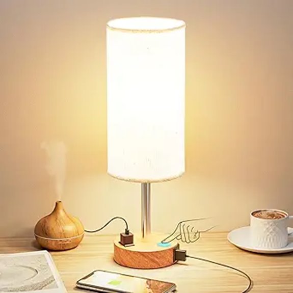 Fenmzee Bedside Touch Lamp with USB & Outlet