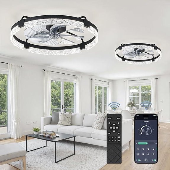 LEDIARY 2-Pack 24 Low Profile Ceiling Fans with Lights