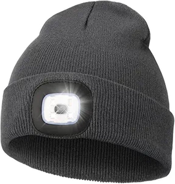 MELASA Unisex LED Beanie with Rechargeable Headlamp