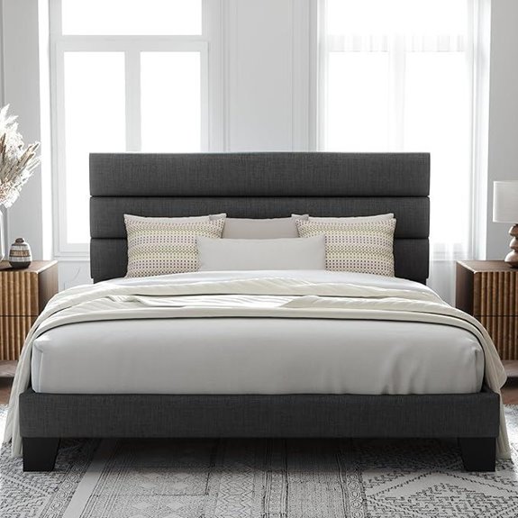 Allewie King Bed Frame with Upholstered Headboard