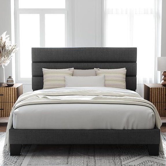 Allewie Queen Platform Bed Frame with Upholstered Headboard