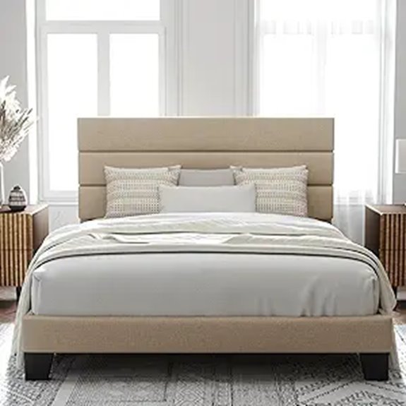 Allewie Queen Platform Bed Frame with Upholstered Headboard