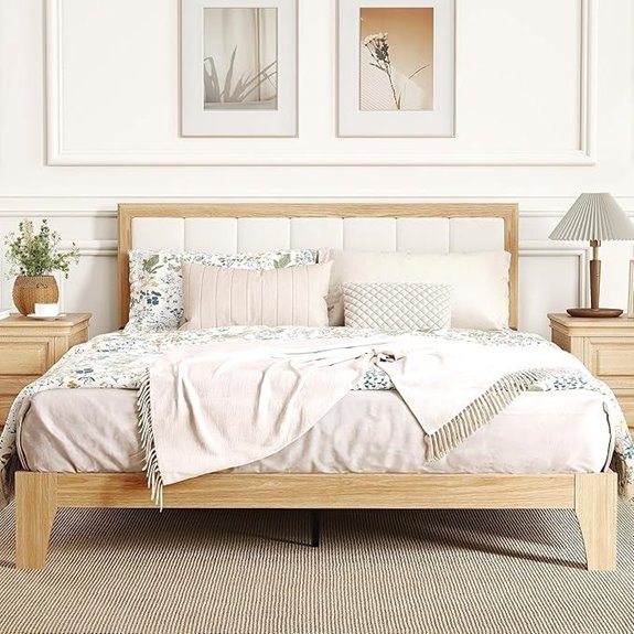 HOMCOM Queen Bed Frame with Upholstered Headboard