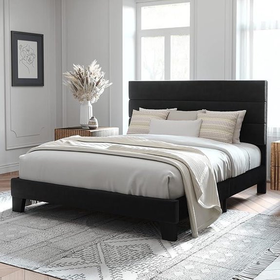 Allewie Queen Platform Bed Frame with Upholstered Headboard