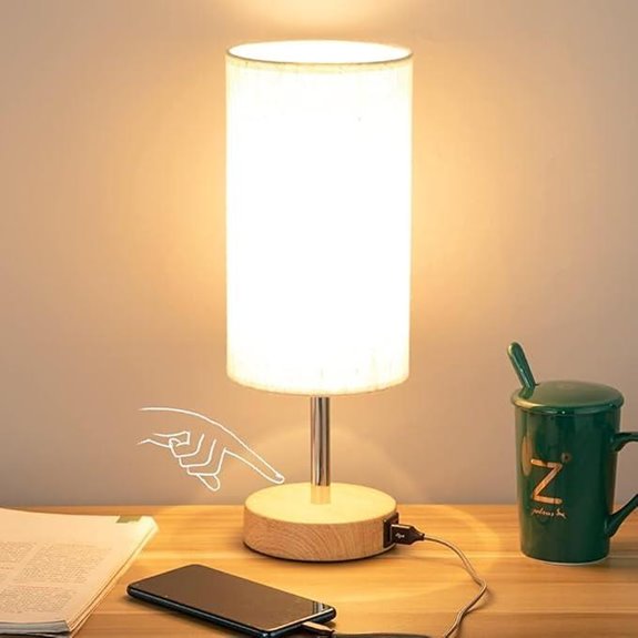 Yarra-Decor Bedside Lamp with USB & Dimmable Light