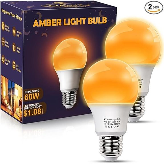 Amber Sleep Light Bulbs 2-Pack E26 Dim Warm Light