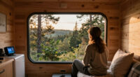 The Nature Pod by Vagabond Haven: A ThermoWood Cabin With a Panorama Window Over the Bed