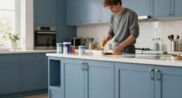 “Outdated” Oak Cabinets Got A Serene Blue Makeover For Under $2,000
