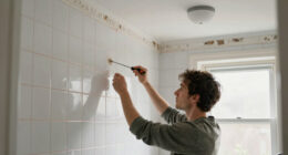 This Bath Had Peeling Molding, A Drop Ceiling, And Pink Grout — Now It's Classic