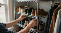 I Put Dollar Tree Wire Cabinet Shelves In My Closet For Smart Shoe Storage